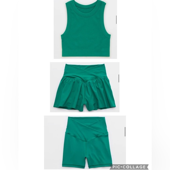 aerie Pants - Aerie Offline Real Me Crossover Flowy Shorts Sz S Green Envy discontinued color!